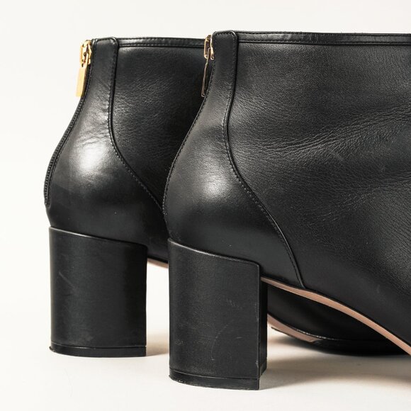 Salvatore Ferragamo Atri Glossy Cap Toe Black Leather Ankle Boot - Picture 8 of 11